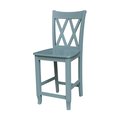 International Concepts 24" Double "X" Back CounterHeight Stool, Smoked Blue S86-202